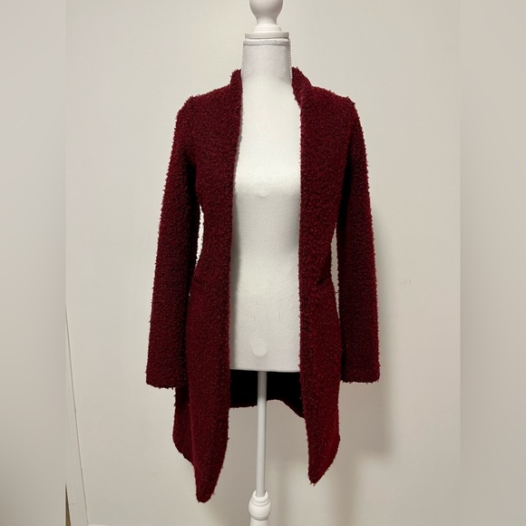 Burgundy Teddy Dress Coat - Picture 1 of 2